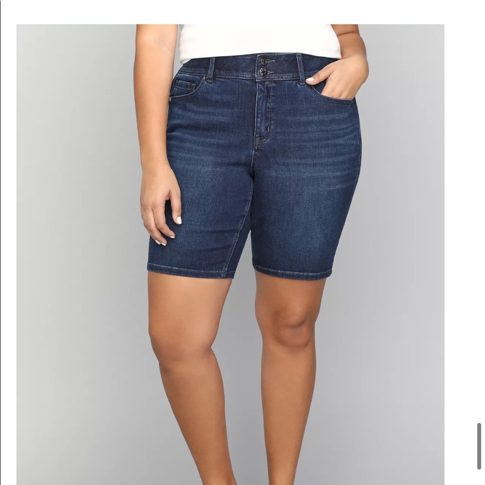 TIGHTER TUMMY DENIM BERMUDA SHORT - DARK WASH